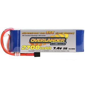 Overlander 7.4V 2S 2700mAh 35C Supersport Pro Lipo Battery
