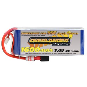 Overlander 7.4V 2S 1600mAh 35C Supersport Pro Lipo Battery