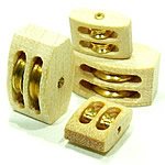 RB Model 7mm Double Sheave Working Wooden Block with Brass Pulley