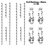 BECC Hull Waterline Markings Metric White 1:128 Scale