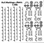 BECC Hull Waterline Markings Metric White 1:96 Scale