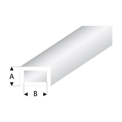 Maquett 2 x 4mm White Styrene Transparent Rectangular Tube