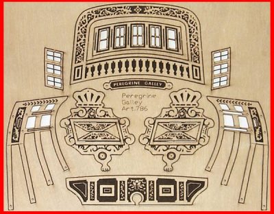 44111 Peregrine Galley Etched Wood Decoration