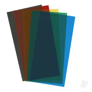 Evergreen 0.25mm Transparent Coloured Sheet (1 Each Red Yellow Green Blue & Black)