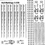 Hull Waterline Markings White Metric & Imperial 1:150 Scale