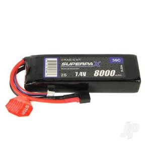 Radient  7.4V 2S 8000mAh 30C Deans Lipo Battery