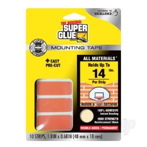 Super Glue Double-Sided Permanent Mounting Strips (10 strips 48mmx18mm)