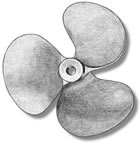 4828/21 3 Bladed Bronze Propeller. Right Hand. 20mm (Non Working)