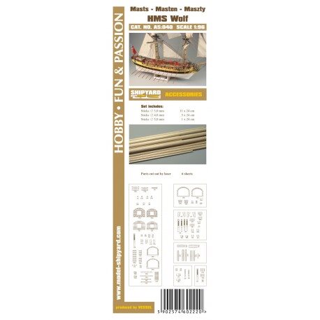 Accessories for making Masts and Yards HMS Wolf