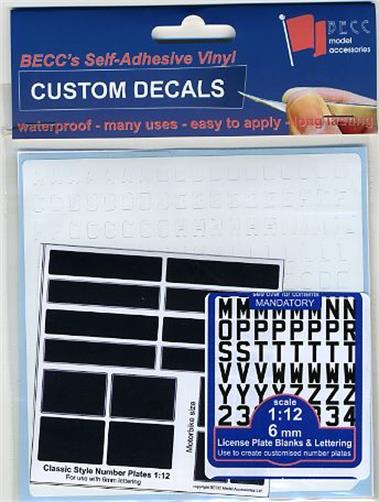 Classic White 6mm Vinyl Number Plate Set