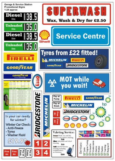 Becc Model Accessories Garage and Service Promotional Signage 1:76 Scale