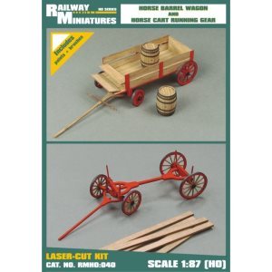 Shipyard Horse Barrel Wagon and Horse Cart Running Gear 1:87 Scale
