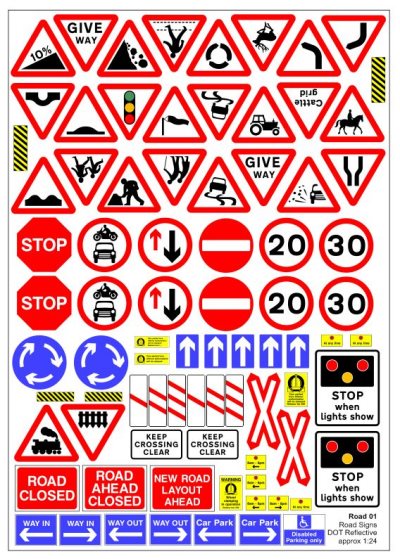 Becc Road Signs Reflective 1:24 Scale